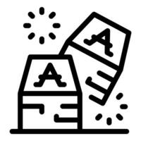 Child playing with alphabet blocks having fun learning vector