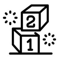 Number two block falling down onto number one block vector