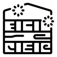 Building under construction being built at night with working lights icon vector