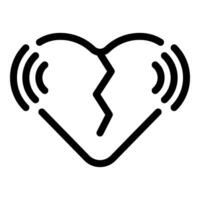 Broken heart sending out waves of sadness icon vector
