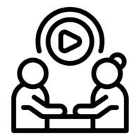 Two people discussing a video project icon vector