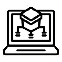 Laptop showing blockchain network for cryptocurrency mining operations vector