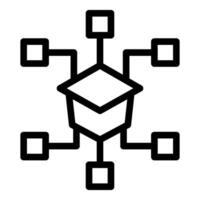 Blockchain network connecting blocks with lines icon vector