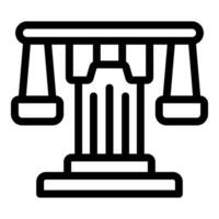 Scales of justice balancing on ancient greek column representing law and order vector