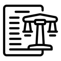 Justice scale balancing on legal document for law and order concept vector
