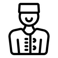 Smiling doorman wearing uniform greeting customers vector