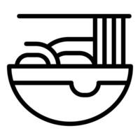 Bowl of noodles being lifted with chopsticks minimalist icon vector
