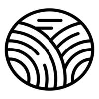 Round icon representing cultivated agricultural field with furrows vector