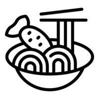 Japanese ramen noodles with chopsticks and fishcake in bowl vector
