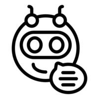 Friendly chatbot character smiling and displaying a chat bubble vector