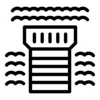 Seawall protecting coastline from ocean waves vector