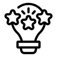Light bulb shining with three stars representing excellent idea generation vector