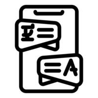 Smartphone translating languages icon, foreign communication vector