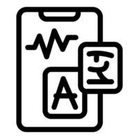 Smartphone showing translating application interface vector