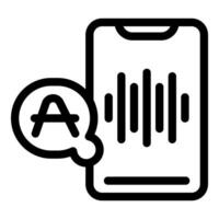Smartphone showing audio waveform and letter a icon for audiobook app vector