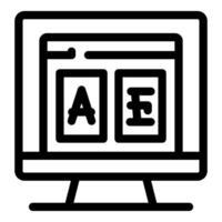 Online typography class showing fonts and symbols on computer screen vector