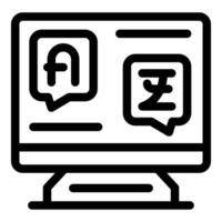 Online translator translating from armenian to chinese on computer screen vector