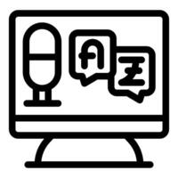 Online language course showing microphone and speech bubbles with different alphabets vector