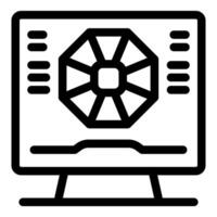 Computer showing a gemstone with data analysis on screen vector