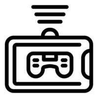 Mobile gaming platform logo with gamepad controller and signal vector