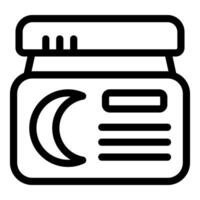Line icon of a jar with a cream for a night skin care routine vector
