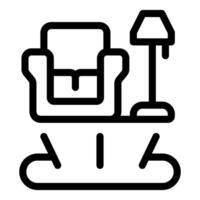 Armchair and lamp projected holographically in augmented reality vector