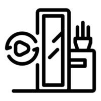 Smart home device controlling temperature with mobile app icon vector