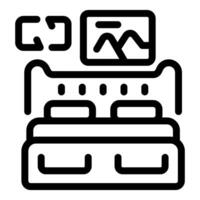 Line icon of a bedroom showing interior design choices vector