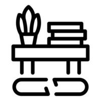 Bookshelf falling down because of broken support beam icon vector
