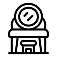 Woman applying makeup using round mirror in dressing room icon vector