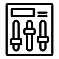 Audio control panel interface with three vertical sliders adjusting settings vector