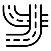 Highway intersection icon showing road junction and traffic vector