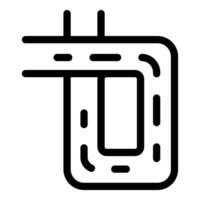 Black isolated icon of a road junction entering a highway lane vector