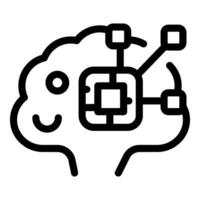 Artificial intelligence is learning and processing data, cpu inside brain is thinking vector