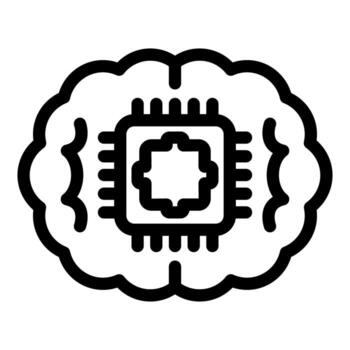 Artificial intelligence chip processing data inside human brain icon vector