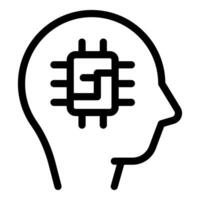 Human head silhouette with microchip representing artificial intelligence vector