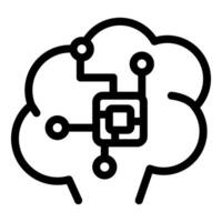 Cloud computing network connecting electronic circuit to brain symbol vector