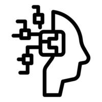 Human head profile receiving data from artificial intelligence system vector