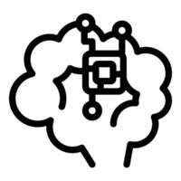 Brain chip connecting with artificial intelligence using neuralink technology icon vector