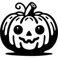 Creepy character halloween pumpkin in monochrome. Simple minimalistic in black ink drawing on white background vector