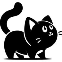 Fat british cat looks up pleadingly and waits for lunch in monochrome. Simple minimalistic in black ink drawing on white background vector