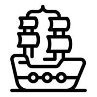 Ancient ship sailing on the ocean waves icon vector
