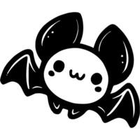 Bat flying forward with its wings spread in monochrome. Simple minimalistic in black ink drawing on white background vector