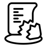 Contract being broken with torn paper icon vector