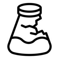 Cracked chemical flask icon representing failed experiment vector