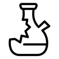 Broken chemical flask showing experiment failure icon vector