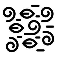 Simple line art icon of a strong wind blowing leaves vector