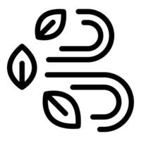 Wind blowing through leaves line icon autumn breeze vector