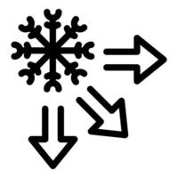 Snowflake icon with arrows indicating three directions vector