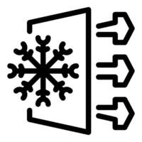 Snowflake icon depicting cold air flowing from a surface vector